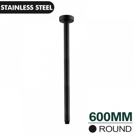 600mm Ceiling Shower Arm Stainless Steel 304 Round Black
